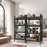 Bakers Rack with 4-Tier Adjustable Wood Shelves, Heavy-Duty Metal Frame Kitchen Shelf Organizer, Microwave Stand for Kitchen, Living Room, Apartments, 25.6" Wider Sailret