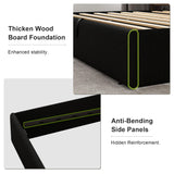 Feonase Queen Size Lift Up Storage Bed Frame, Linen Upholstered Platform Bed with Wingback Headboard, Hydraulic Storage, No Box Spring Needed, Black Feonase