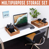 Demigo Acacia Drawer Organizer Set of 5, Cabinet Container Box, Wood Bin Set in Varied Sizes, Dividers Holder for Storage Cooking Utensils Spices Tea Bags Foods Office Items (Brown) Demigo