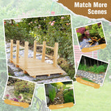 Giantex 5 ft Garden Bridge - Natural Wood Arc Footbridge Walkway with Side Railings, Decorative Wooden Bridge Landscaping for Backyard Farm Garden Creek Pond Decor, Easy to Assemble (Natural) Giantex