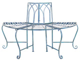 SAFAVIEH PAT5018C Outdoor Collection Abia Antique Blue Wrought Iron 50-inch Tree Bench SAFAVIEH