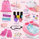 B Bascolor Kids Foot Spa & Nail Kit Set, Kids Spa Day Kit for Girls, Massage Foot Soak Tub and Nail Dryer, Manicure Pedicure Art Salon Girl Gift for 5-12, Christmas Birthday Gifts B Bascolor