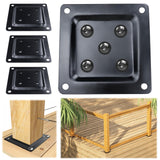Muzata 10Pack 4"×4" Wood Post Plate Connector Deck Post Base Plate Wood Fence Deck Porch Railing Support Base Black WT08 Muzata
