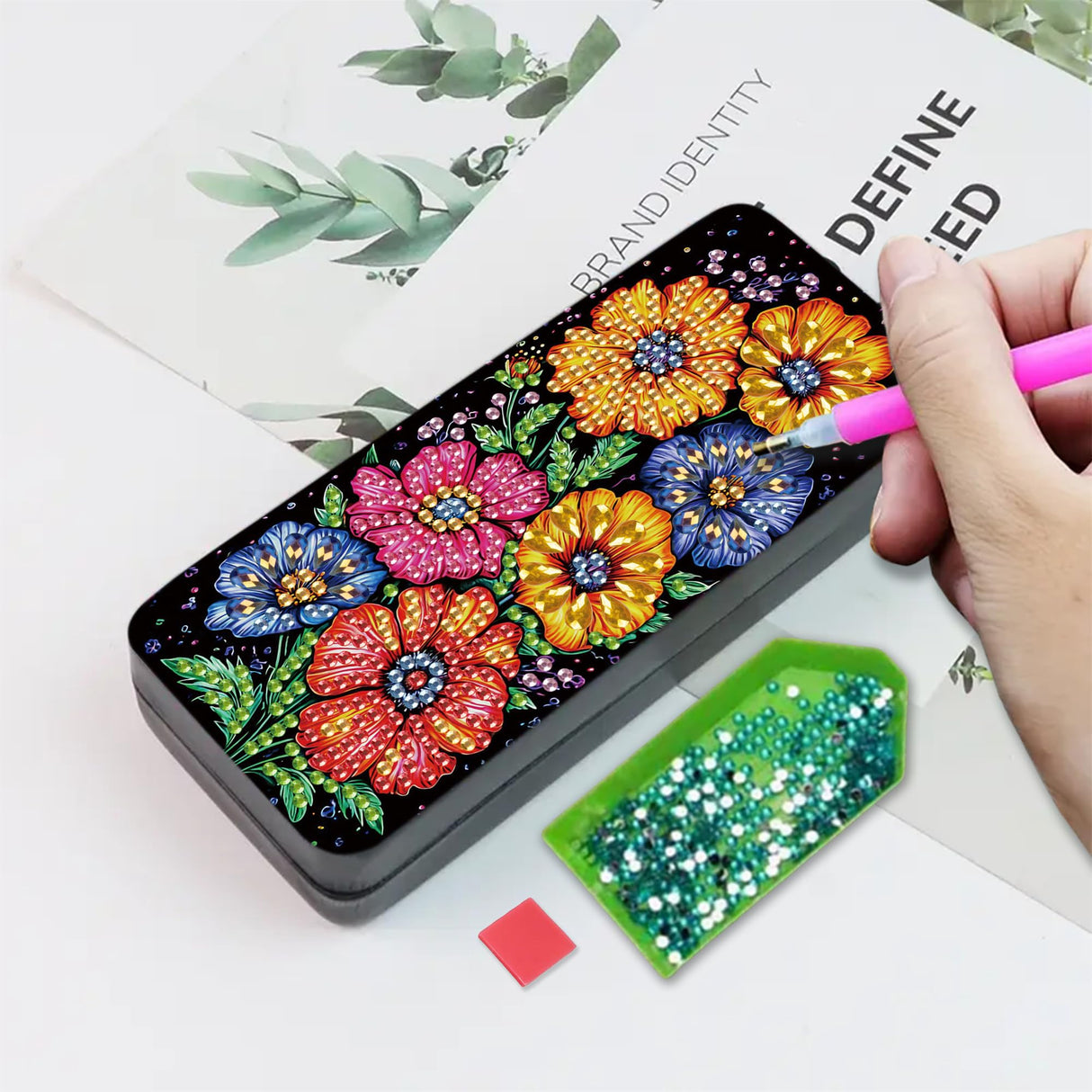 DIZAKIM 1pcs 5d Diamond Art Kits for Adults Small Diamond Painting Kit Gem Art Paint by Diamonds Dots Eyeglasses Case DIY for Beginner Women (#10) DIZAKIM