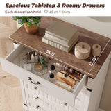 Maupvit Farmhouse 7 Drawer Dresser for Bedroom, 47" Tall Dresser Wood Chest of Drawers, Organizer Drawers for Bedroom, Living Room, Storage Room, Antique White Maupvit