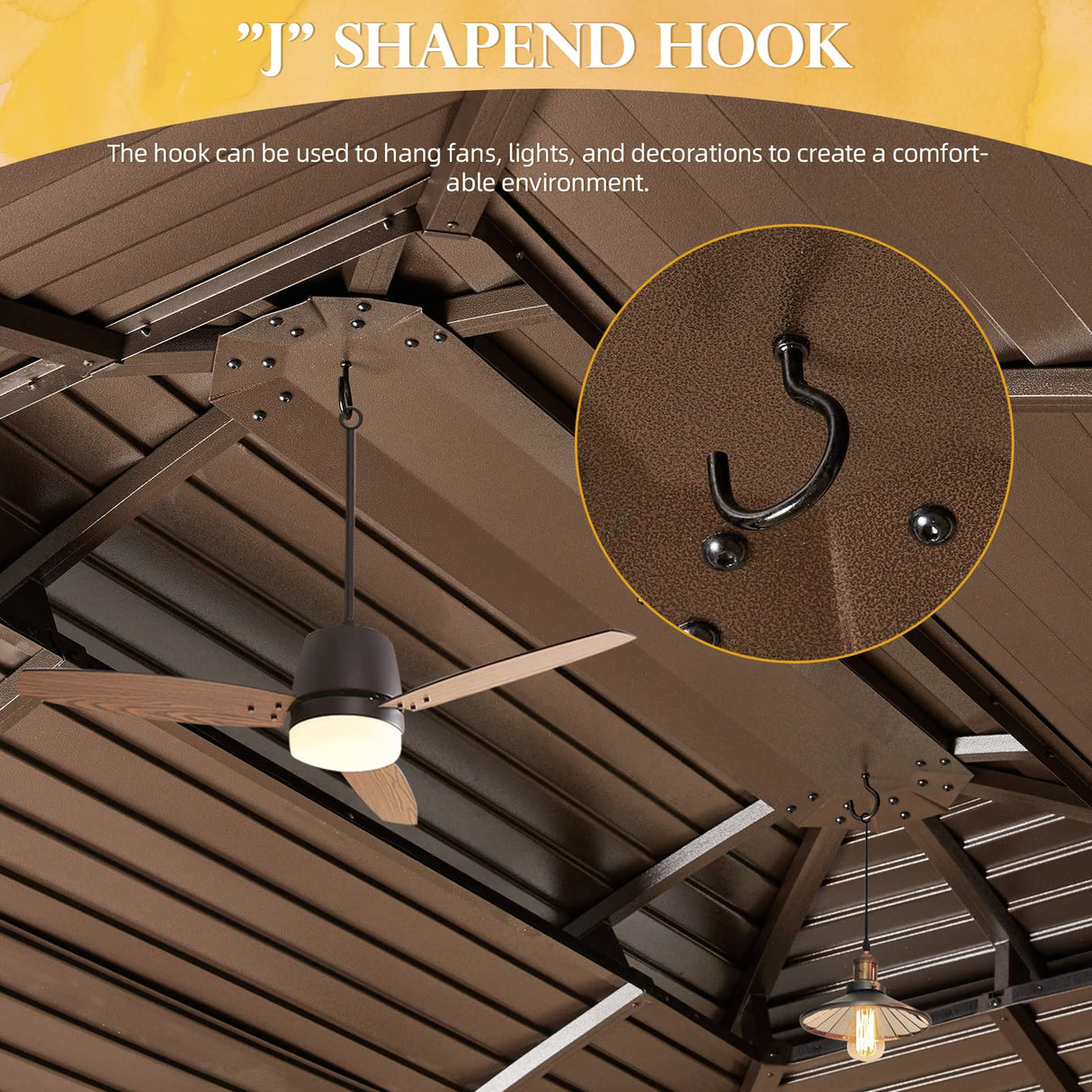 YOLENY 10' x 13' Hardtop Gazebo with Galvanized Steel Roof, Double Arc Roof Gazebo with Aluminum Frame, Outdoor Gazebo with Curtain&Netting, Sunshade for Gardens, Lawns, Deck YOLENY