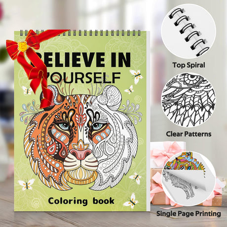 Adult Coloring Book Set,24 Colors Markers with Spiral Bound Adult Coloring Book for Women to Relaxation,Mindfulness and Anxiety Relief(Animal) O2AiYus