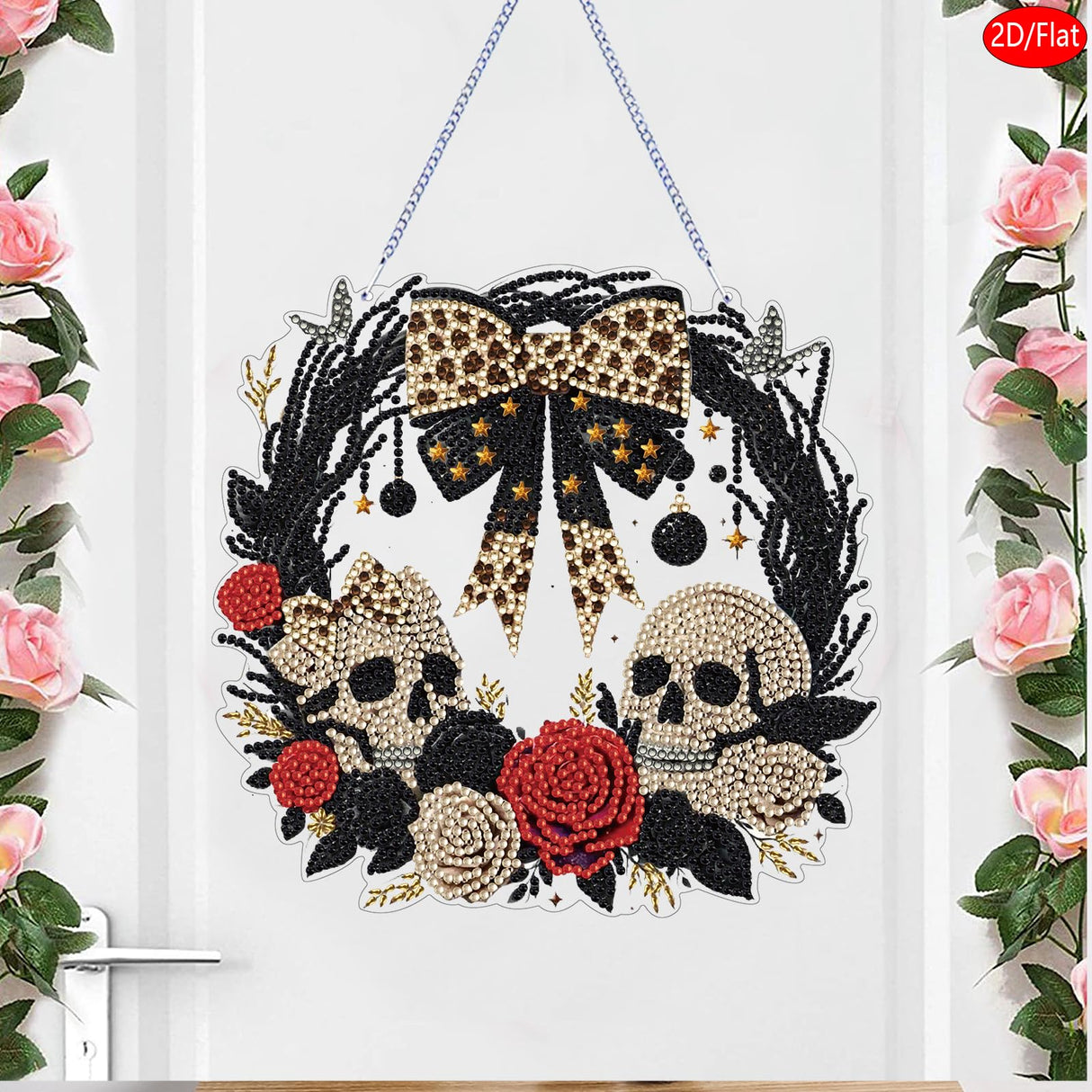 STGLCR Diamond Art Kit for Adults, Special Shaped Crystal Skull Pendant, Halloween Diamond Painting Suncatcher,DIY Rose Ornament Hanging Art Acrylic Board Wreath, DIY Home Decor, 7.7 Inch STGLCR