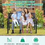 Dkeli Patio Outdoor Bench Park Metal Sturdy Cast Iron Garden Benches Porch Chair Seat Furniture with Armrests 480BLS Bearing Capacity for Park Yard Deck Entryway, Black Dkeli