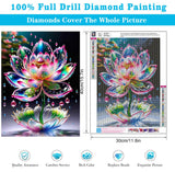 Lotus Diamond Painting Kits for Adults Beginners - Lotus Flowers Diamond Art Kits for Adults, Full Drill DIY 5D Diamond Painting Flowers Gem Art Crafts Kits for Home Wall Decor 12x16 in Meothan