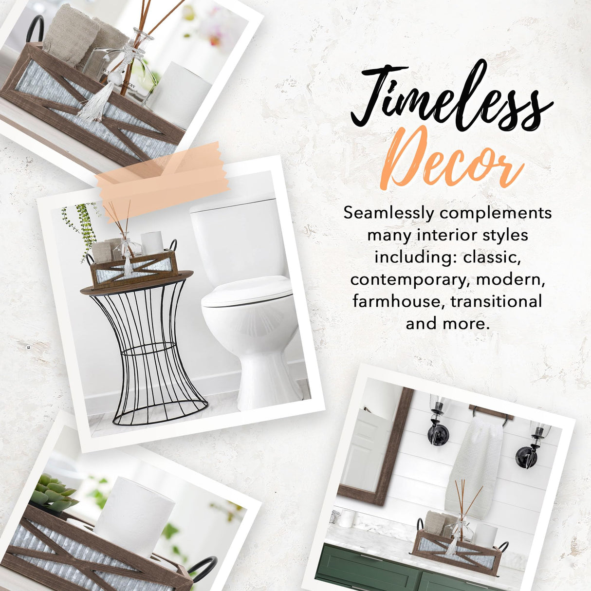 Autumn Alley Farmhouse Toilet Paper Basket for Back of Toilet - Farmhouse Toilet Paper Holder, Organizer and Toilet Paper Basket - Tank Topper Basket Holder, Farmhouse Rustic Home Decor, Brown Autumn Alley