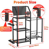 POKIPO Fishing Rod Holders for Garage,Fishing Rod Rack Storage up to 18 Rods,3 Tier Adjust Heavy Duty Metal Fish Pole Stand Organizer with Pegboard for Fishing Gear and Equipment Accessories POKIPO