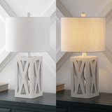 JONATHAN Y JYL1062B-SET2 Stewart 21.5" Wood LED Table Lamp Farmhouse, French Country, Rustic, Bohemian, Bedroom, Living Room, Office, College, Bookcase, White (Set of 2) JONATHAN Y