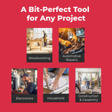 Ratcheting Screwdriver - 13-in-1 Multi Bit Screw Driver w/ ¼" Hex Shaft for Phillips, Star, Flat, Square Bit - Ratchet Screwdriver w/Retractable Cartridge - Multi Screwdriver Megapro