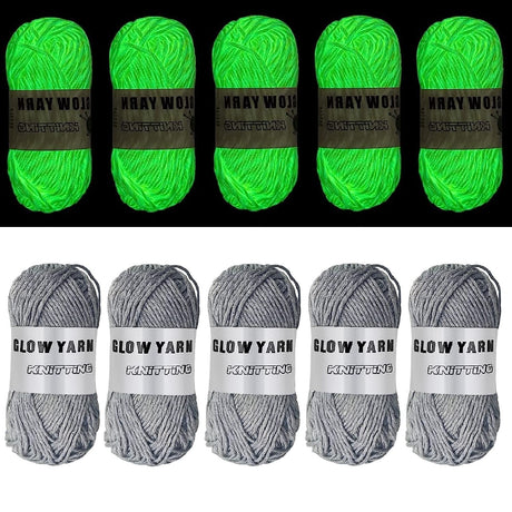 5 Rolls Glow in The Dark Yarn, 55 Yards Luminous Knitting Glowing Crochet Yarn for Crocheting, Sewing Supplies for Knitting DIY Crafts (Gray) Lmaray