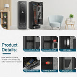SAPITAL 8 Gun Safe for Rifles and Pistols Large Rifle Safe for Home with Drawer Long Gun Cabinet for Rifles and Shotguns with Scopes Rifle Gun Safe with Drawer Removable Shelf and Gun Rack SAPITAL