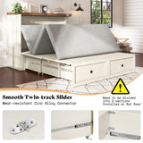 AMERLIFE Queen Murphy Bed with Storage & Charging Station, Farmhouse Murphy Cabinet with Foldable Panel, Noisy Free, for Guest Bedroom, Living Room, Office, Distressed White & Barnwood AMERLIFE