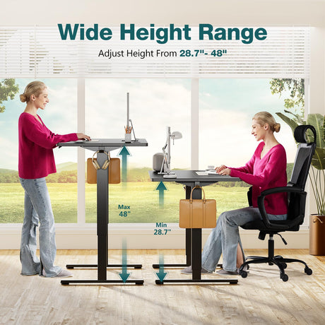 SMUG Standing Desk, Adjustable Height Electric Sit Stand Up Down Computer Table, 63x24 Inch Ergonomic Rising Desks for Work Office Home, Modern Lift Motorized Gaming Desktop Workstation, Black SMUG