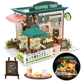 Miniature House Kit, Miniature Dollhouse, Mini Houses for Beginners, Mayberry Street Miniatures, Model Building Craft Diorama Kits for Adult, Ideal Gifts for Birthday, Easter Christmas(Coffee Shop) Flybean