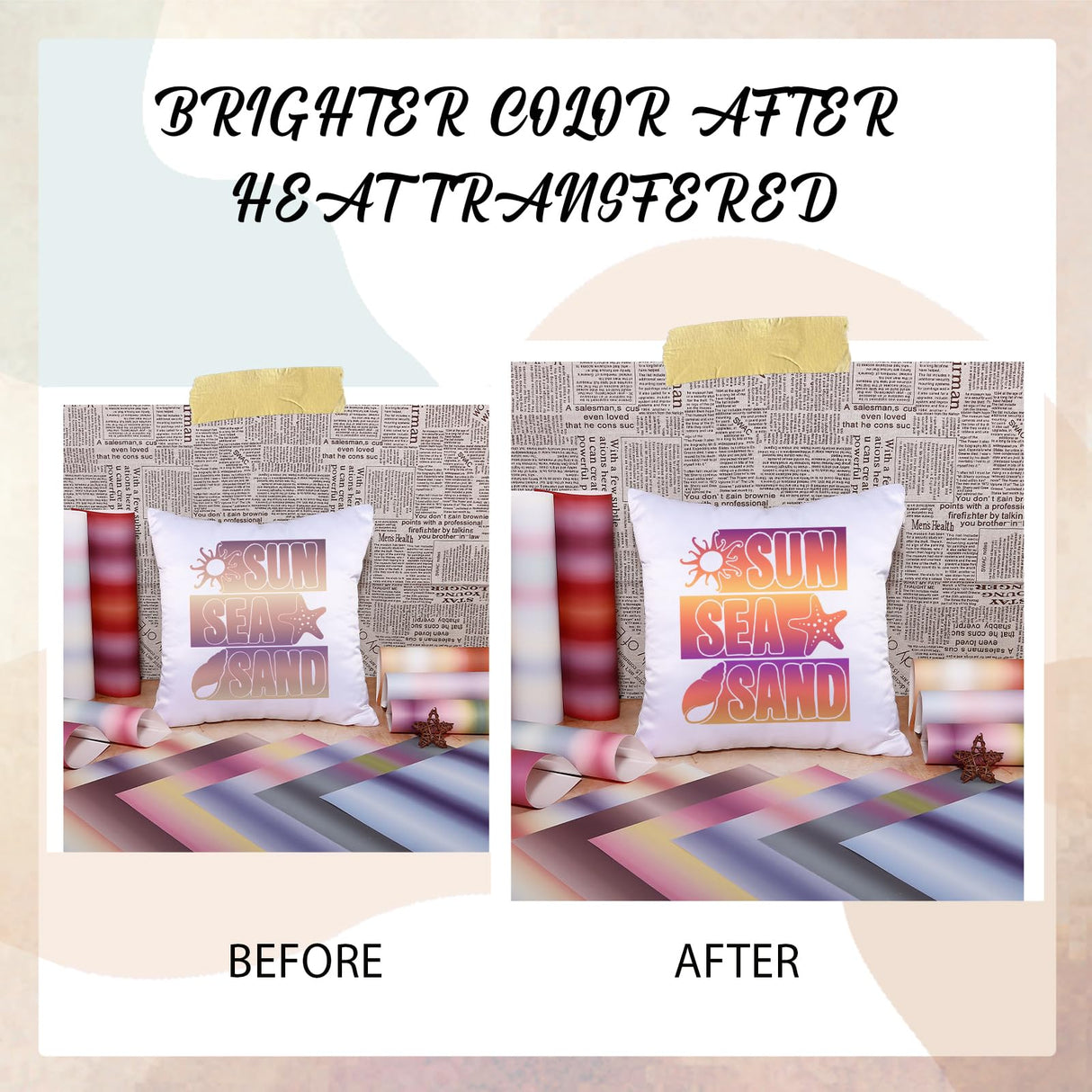 HTVSTD Gradient Sublimation Transfer Ink Paper - 15 Sheets 12"x10" Ombre Color Sublimation Transfer Paper for Tumbler T-Shirts DIY Sublimation Paper Compatible with Cricut/Cameo HTVSTD