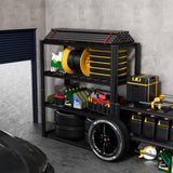 CYNNDA 4-Tier 40" W x 19.7" D x 60" H Garage Shelf Heavy Duty Metal Garage Shelving Load 2200LBS Utility Shelves Industrial Rack Adjustable Shelves for Garages Basement Storage Shelves (Black) CYNNDA