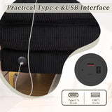 VYNELITO U Shaped Sectional Sofa Couch, 4 Seat Sofa with Double Chaise Lounge for Living Room, 104" Comfy Corduroy Couch with USB and Lights, Black Corduroy VYNELITO