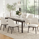 COLAMY Upholstered Dining Chairs Set of 6, Wooden Dining Room Kitchen Chairs with Wood Frame and Curved Backrest, Modern Fabric Dinner Chairs, Beige COLAMY