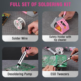 WORKPRO Soldering Station, 60W Soldering Iron Kit Digital Display, 5 Extra Iron Tips, Precision Temperature Control Solder Station for Electronic Repair, DIY Enthusiasts - Pink Ribbon WORKPRO