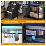 ADORNEVE Twin Size Loft Bed with L-Shaped Gaming Desk, Storage Drawers & Hutch, Expanded Safety Power Outlet, Metal Loft Bed Frame with RGB Lights, Space Saving for Teens, Black ADORNEVE