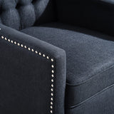 Black Fabric Recliner Chair for Adults Accent Wingback Chair Mid-Century Modern Recliner Tufted Chairs Living Room Armchair for Bedrooms Reading Recliner 27" Wide Vaztrlus