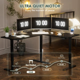 Furmax L Shaped Standing Desk Adjustable 63 x 55 Inch Corner Stand up Desk Electric Standing Computer Workstation with Preset Heights (Black) Furmax