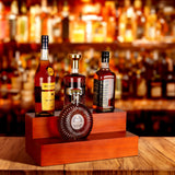 Alytree Expandable Liquor Bottle Display Shelf,2 Pack bar Shelves for Liquor Bottles, 2 Tier bar Bottle Display Shelf, Real Wood Liquor Shelf for Home Bar Alytree
