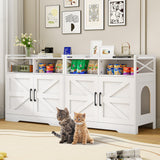 OtterOasis Cat Litter Box Enclosure, Ultra-Large Hidden Litter Box Furniture with Top Opening, Anti-Tipping Fence and 2 Open Drawers, Litter Box Cabinet End Table, White OtterOasis