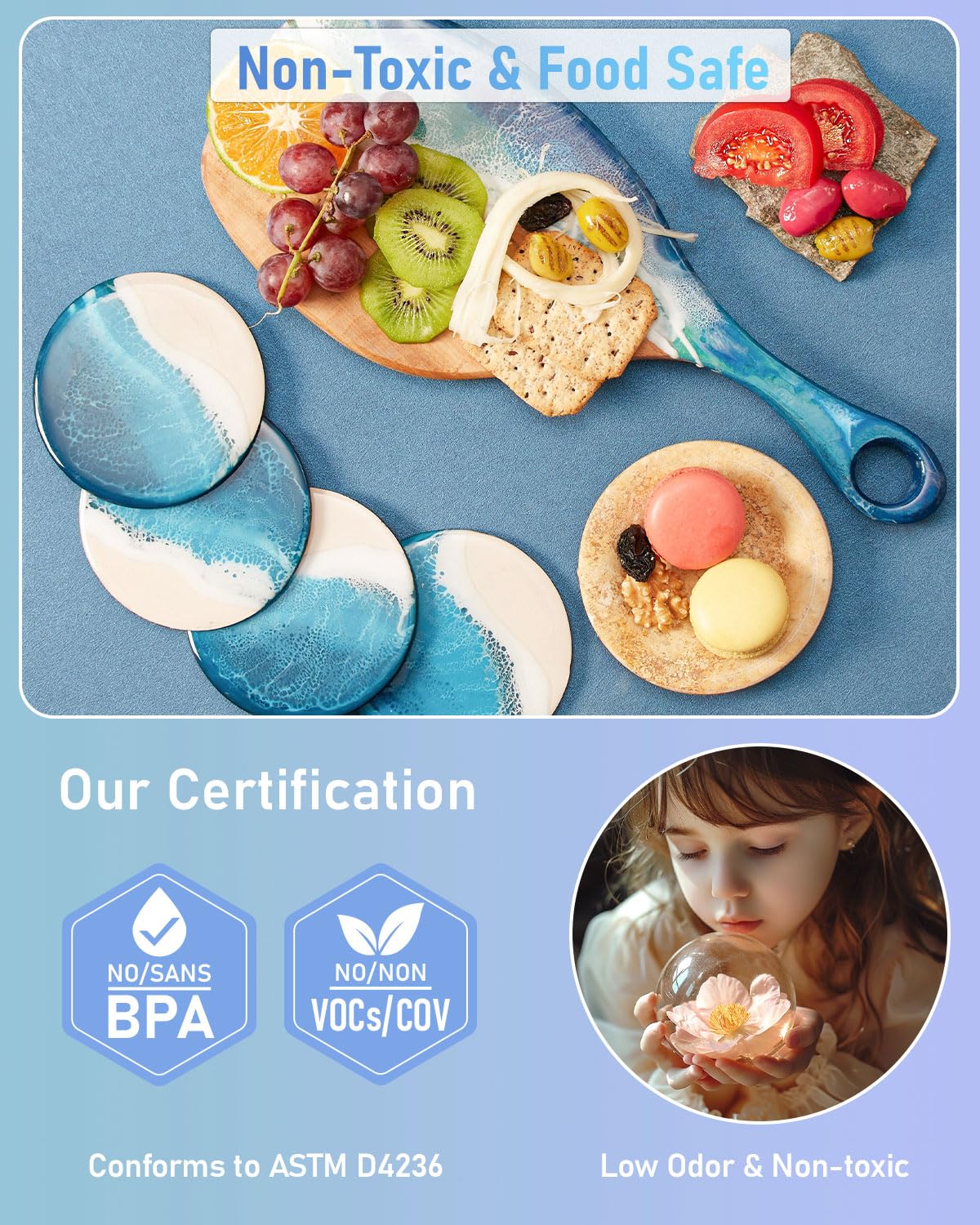 Smallbudi 4 Gallon Epoxy Resin Kit for Beginners, Resin Kit with 72 Mica Powder, Foil Flakes, Measuring Cups, Sticks - Resin Epoxy for Casting, Coating, Art Craft, River Table, DIY Resin Coasters Smallbudi