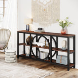 Tribesigns Extra Long Console Table, 70.9 inch Narrow Sofa Tables with 3 Tier Wood Storage Shelves Industrial Metal Frame for Entryway Hallway Living Room Behind Couch, Rustic Brown Black Tribesigns