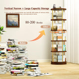 5-Tier Rotating Bookshelf, 360° Swivel Spinning Bookcase Tower - Stackable Narrow Corner Storage Organizer, Tall Floor Standing Display Shelf for Living Room, Bedroom, Office （Gold ） Generic