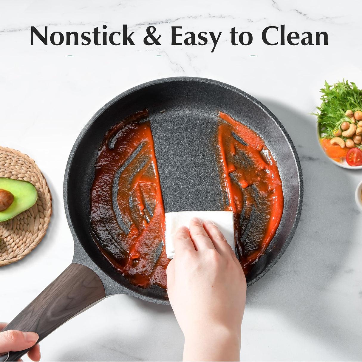 SENSARTE Pots and Pans Set Nonstick, 14 Pcs Induction Cookware Sets, Non-toxic Non Stick Kitchen Cooking Set with Frying Pans Set & Saucepan, PFOA PFOS APEO Free, Black SENSARTE