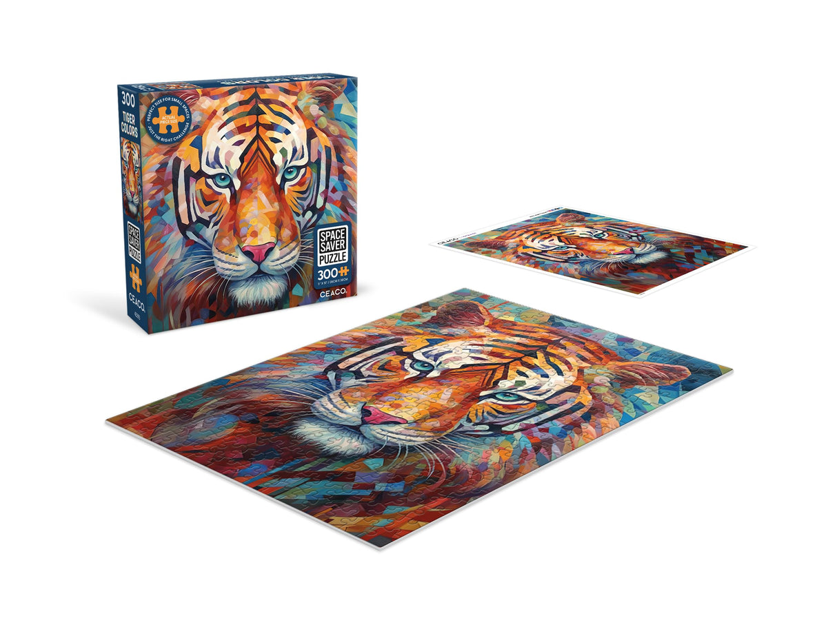 Ceaco – Tiger Colors - 300 Piece Jigsaw Space Saver Puzzle – Puzzles for Smaller Spaces and Surfaces Ceaco