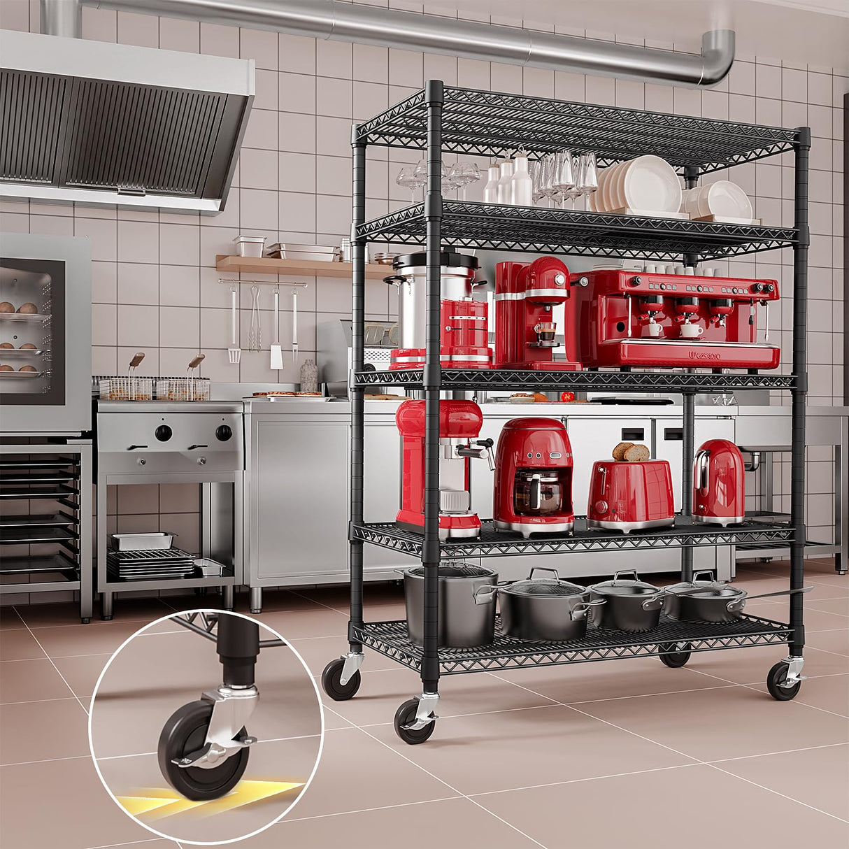 IZEUK Garage Shelving Wide Storage Shelves 5 Tier Metal Shelves 4000 LBS Heavy Duty Adjustable Utility Shelf Rack Black 23.6" D x 53.1" W x 73.6" H IZEUK