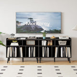 ChooChoo Record Player Stand, Turntable Stand with Vinyl Storage, Record Player Cabinet Up to 350 Albums, Cube Storage Organizer for Living Room, Black ChooChoo