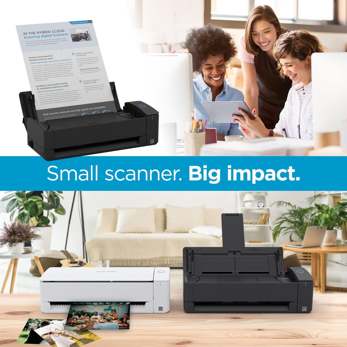 ScanSnap iX1300 Compact Wireless or USB Double-Sided Color Document, Photo & Receipt Scanner with Auto Document Feeder and Manual Feeder for Mac or PC, Black ScanSnap