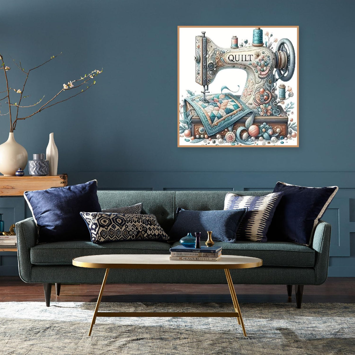 Sewing Machine Stamped Cross Stitch Kits - Vintage Sewing Machine Counted Cross Stitch Kits for Adults, Needlepoint Cross-Stitch Patterns Dimensions Needlecrafts Embroidery Kits 13.7x13.7 Inches uuxsretaio