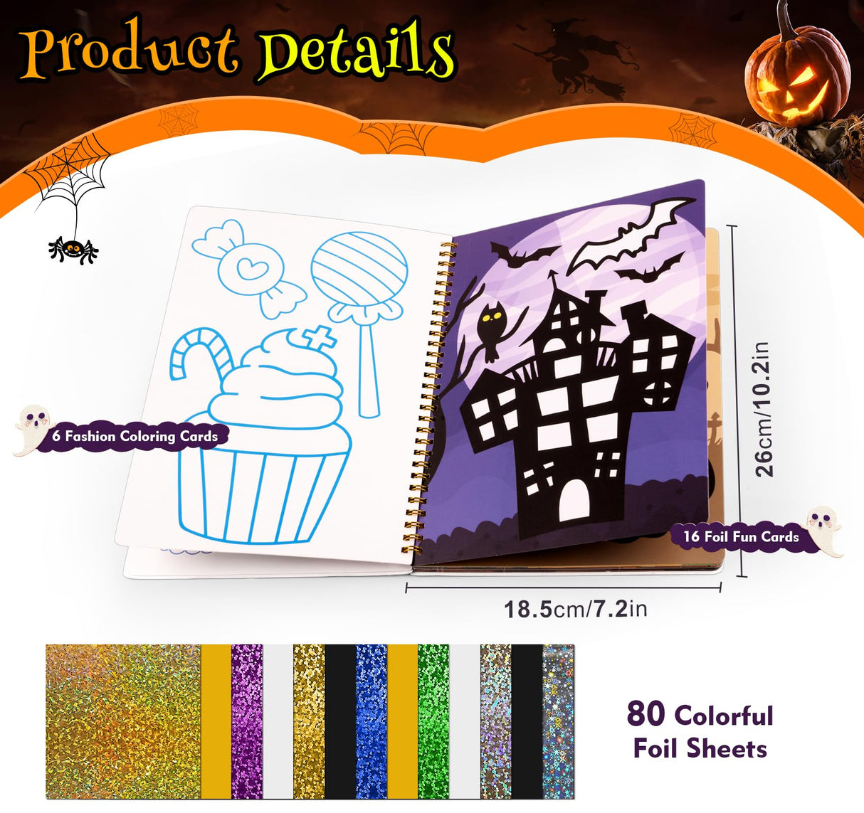 ilauke Art & Craft Activity - Foil Fun Art Craft Paper Kid Carft, DIY Creative Activity, Foil Art Stickers for Birthday Halloween for Boys & Girls Ages 3, 4, 5, 6, 7 ilauke