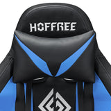 HOFFREE RGB Gaming Chair with Speakers Massage Computer Gaming Chair with LED Lights and Footrest High Back Video Game Chair for Adults Blue and Black HOFFREE