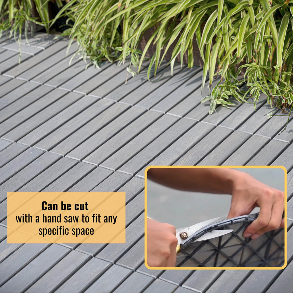 Interlocking Deck Tiles - 12x12 Inch Waterproof Outdoor Flooring for All Weather Use - Wood Tiles for Patio, Porch, Poolside, Backyard, Balcony, (Light Gray * 10 PCS) RIDFY