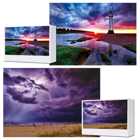 Jigsaw Puzzles 2 Pack 1000 Pieces - WISHDIAM Puzzles for Adults - Sunset Lighthouse & Purple Lightning Holiday Impossible Challenging Puzzles for Home Decor Birthday Party Gifts for Men Women WISHDIAM