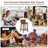 Giantex Swivel Bar Stools Set of 4, 24.5" Counter Height Wooden Bar Chairs w/Rubber Wood Legs, Low Back, Footrest, Farmhouse Armless Barstools for Kitchen Island Dining Room Pub Breakfast, Walnut Giantex