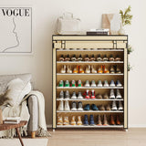 Calmootey 7 Tier Shoe Rack Organizer to Hold 35 Pairs, Portable Shoe Shelf with Nonwoven Fabric Cover for Closet Hallway, Bedroom, Entryway, Beige Calmootey