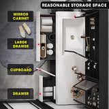 High QLO Bathroom Vanity -60'' Floating Bathroom Vanities with Sink Includes Striped Embossed Glass Door Cabinet & White Simple Unique Style | Marble Texture Design Countertop and Led Light High QLO