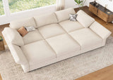 HONBAY Modular Sectional Sofa with Storage Corduroy Sectional Sleeper Sofa Modular Sectional Couches for Living Room,Beige HONBAY